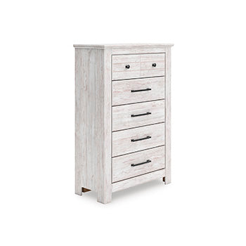 The Furniture Outlets - Ashley Furniture - Makidern Bedroom - Five Drawer Chest / Whitewash - PCB1171-46