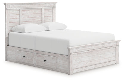 The Furniture Outlets - Ashley Furniture - Makidern Bedroom - Queen Panel Storage Bed / Whitewash - PCB1171B7