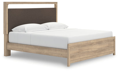 The Furniture Outlets - Ashley Furniture - Kinlanni Bedroom - King Upholstered Platform Bed / Tan - PCB1360B16