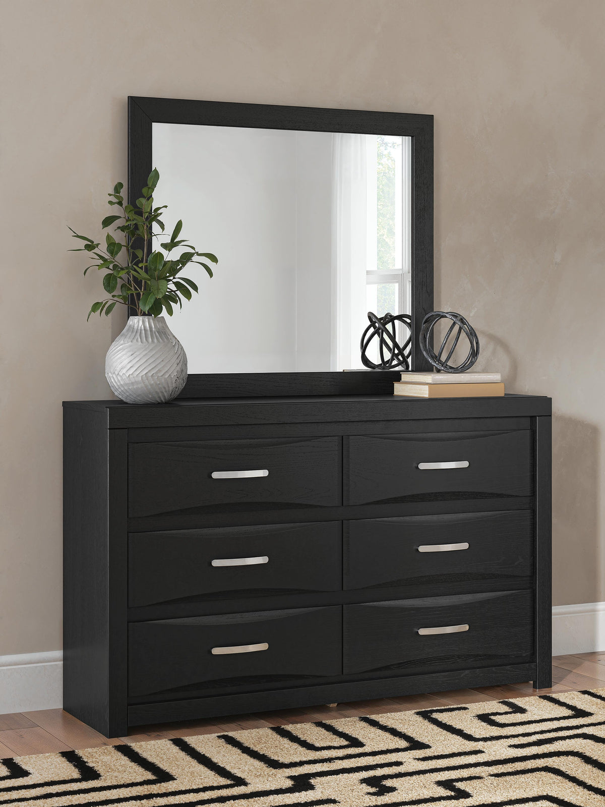 The Furniture Outlets - Ashley Furniture - Stabotta Bedroom - Dresser and Mirror / Black - PCB1755B1