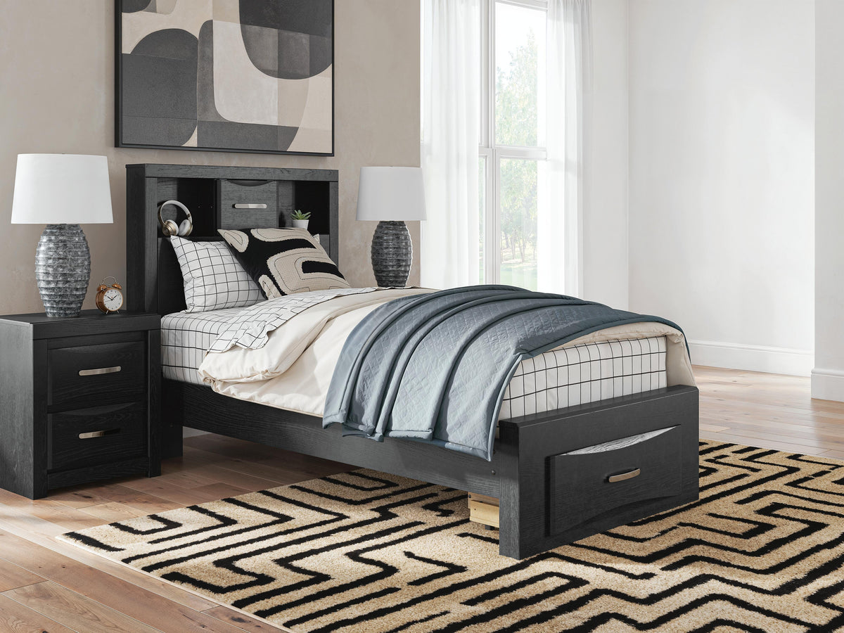 The Furniture Outlets - Ashley Furniture - Stabotta Bedroom - Twin Bookcase Storage Bed / Black - PCB1755B12