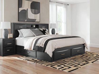 The Furniture Outlets - Ashley Furniture - Stabotta Bedroom - King Bookcase Bed with Storage / Black - PCB1755B11