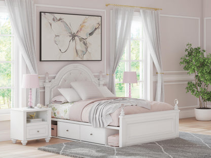 The Furniture Outlets - Ashley Furniture - Kozlani Bedroom - Full Upholstered Panel Bed with Storage / White - PCB1819B18