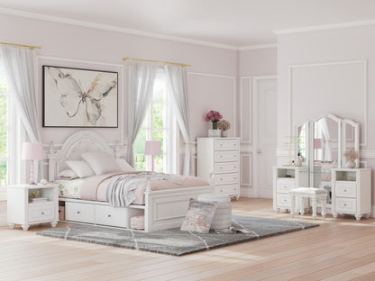 The Furniture Outlets - Ashley Furniture - Kozlani Bedroom - Twin Upholstered Panel Storage Bed / White - PCB1819B9