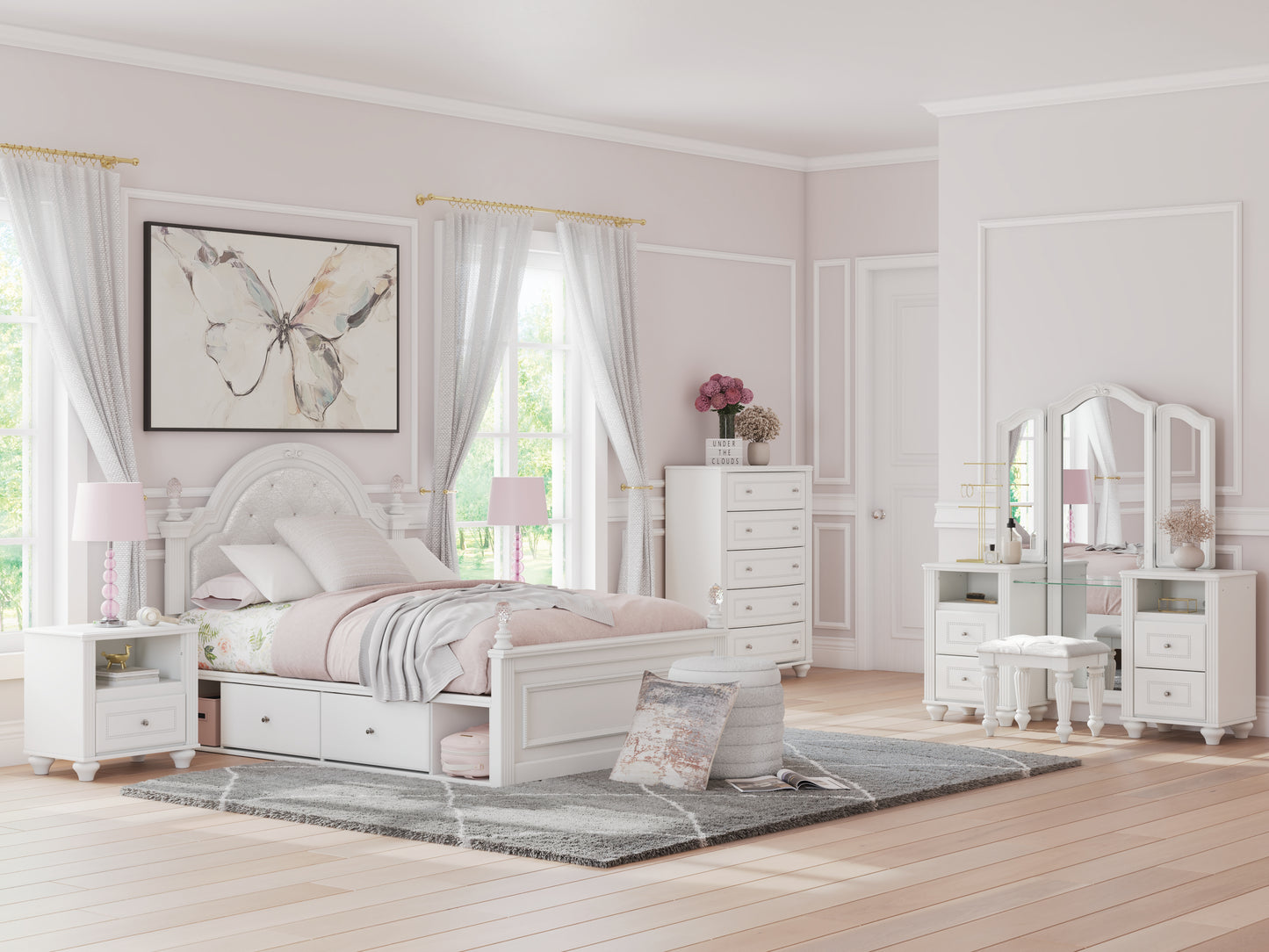 The Furniture Outlets - Ashley Furniture - Kozlani Bedroom - Dresser and Mirror / White - PCB1819B2