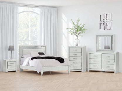 The Furniture Outlets - Ashley Furniture - Zyniden Bedroom - Queen Upholstered Panel Bed / Silver - B2114B2