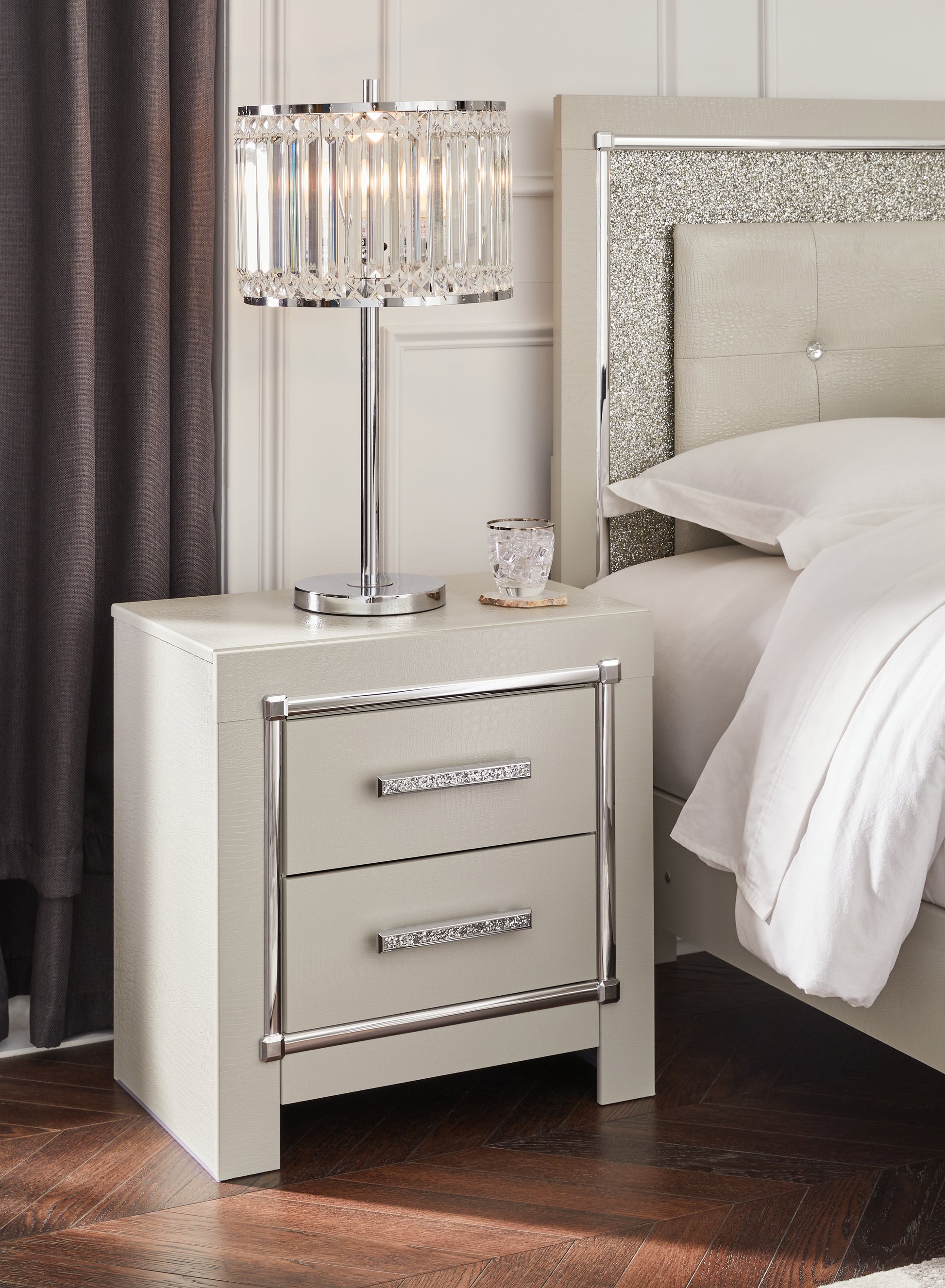 The Furniture Outlets - Ashley Furniture - Zyniden Bedroom - Full Upholstered Panel Bed / Silver - B2114B4