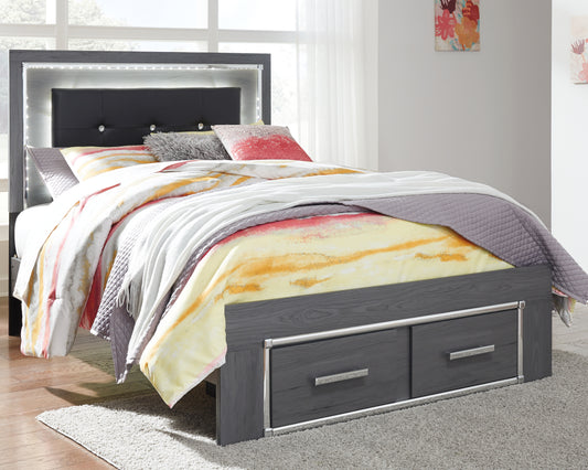 The Furniture Outlets - Ashley Furniture - Lodanna Bedroom - Full Panel Bed with 2 Storage Drawers / Gray - B214B5