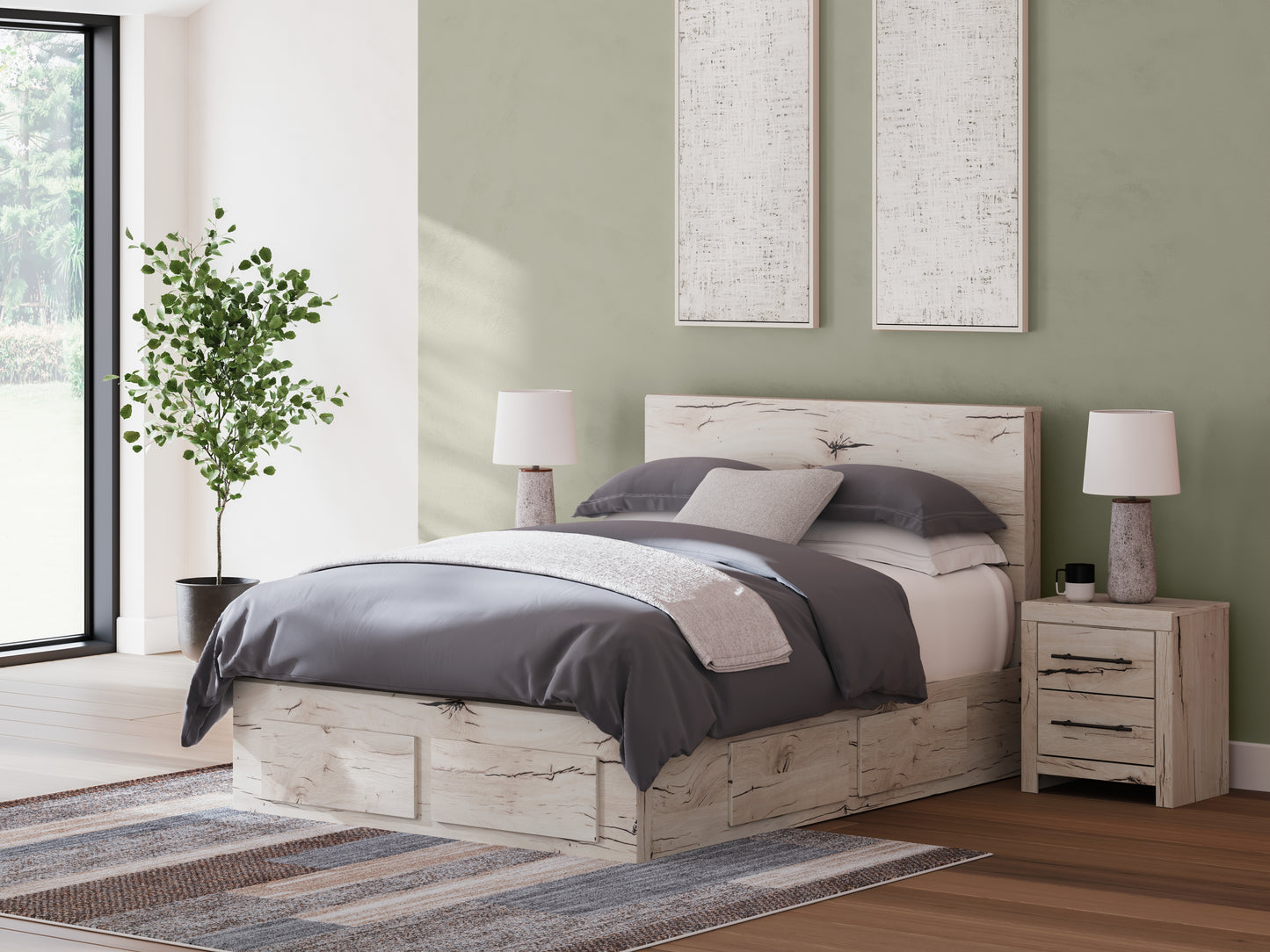 The Furniture Outlets - Ashley Furniture - Lawroy Bedroom - Queen Panel Storage Bed / Light Natural - B2310B9