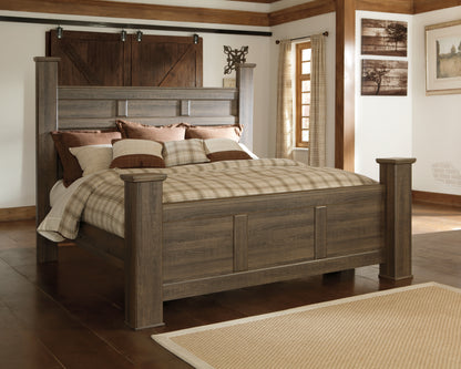 The Furniture Outlets - Ashley Furniture - Juararo Bedroom - California King Poster Bed / Dark Brown - B251B12
