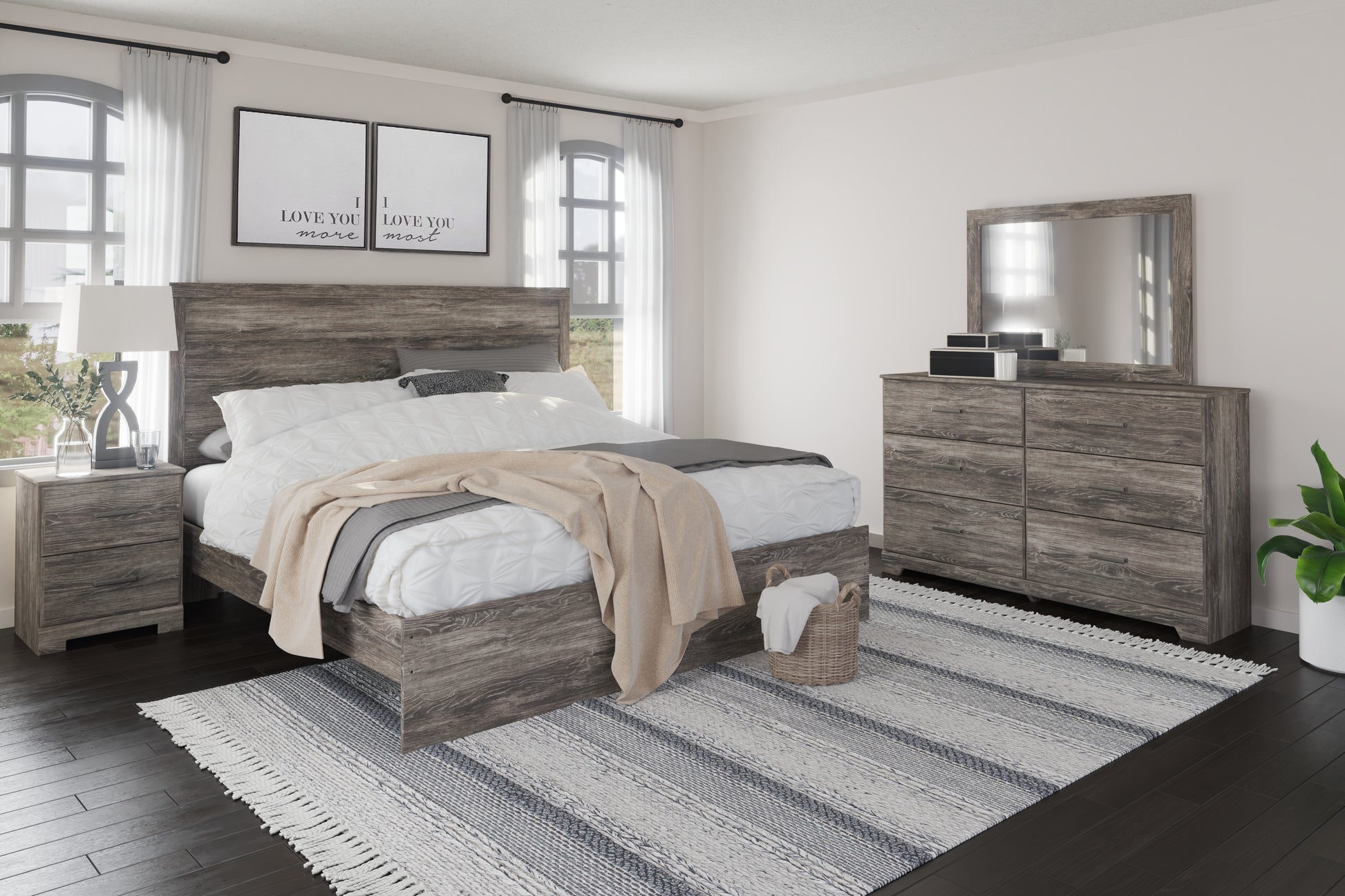 The Furniture Outlets - Ashley Furniture - Ralinksi Bedroom - Twin Panel Bed / Gray - B2587B11