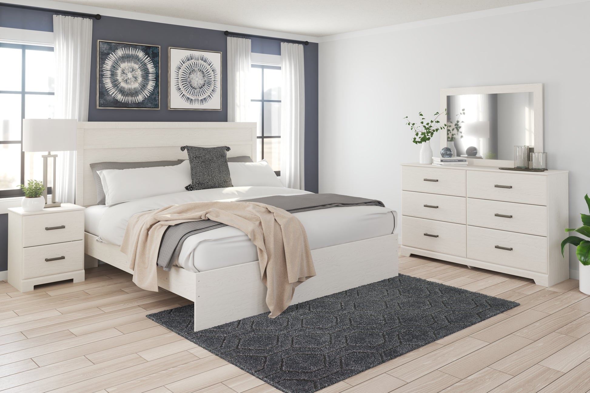 The Furniture Outlets - Ashley Furniture - Stelsie Bedroom - Twin Panel Bed / White - B2588B12