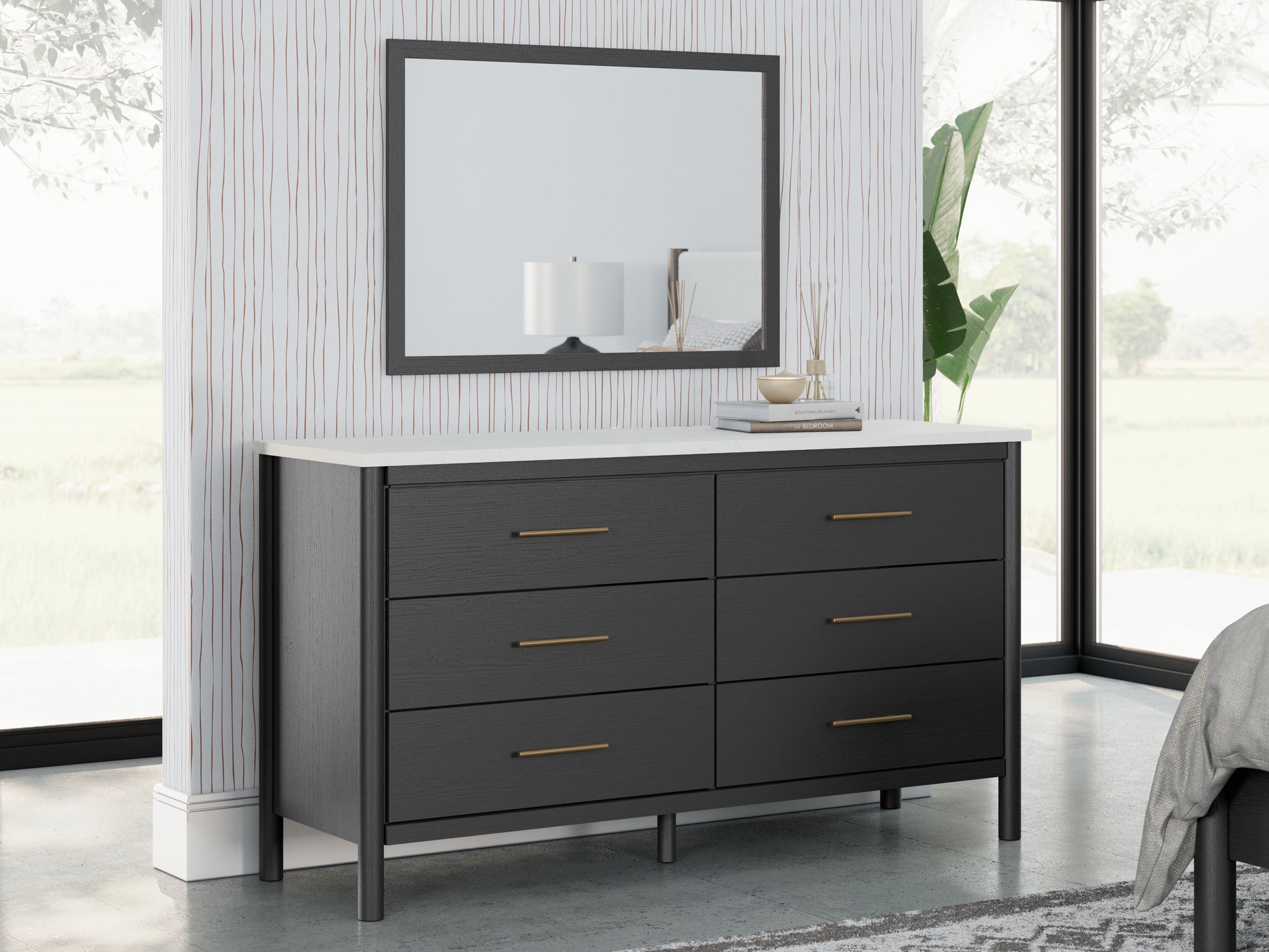The Furniture Outlets - Ashley Furniture - Cadmori Bedroom - Dresser and Mirror / Black/White - B2616B1