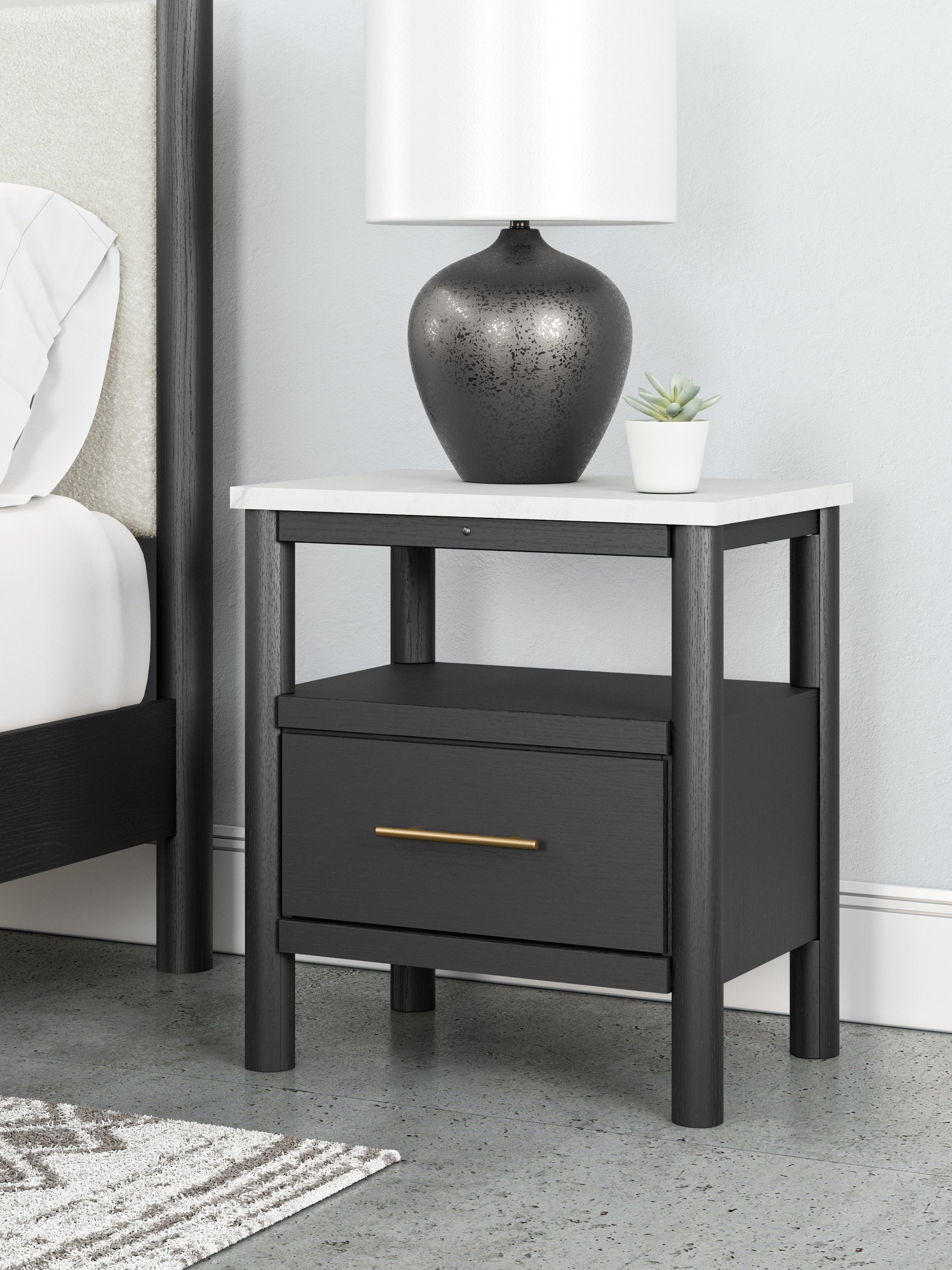 The Furniture Outlets - Ashley Furniture - Cadmori Bedroom - One Drawer Night Stand / Black/White - B2616-91