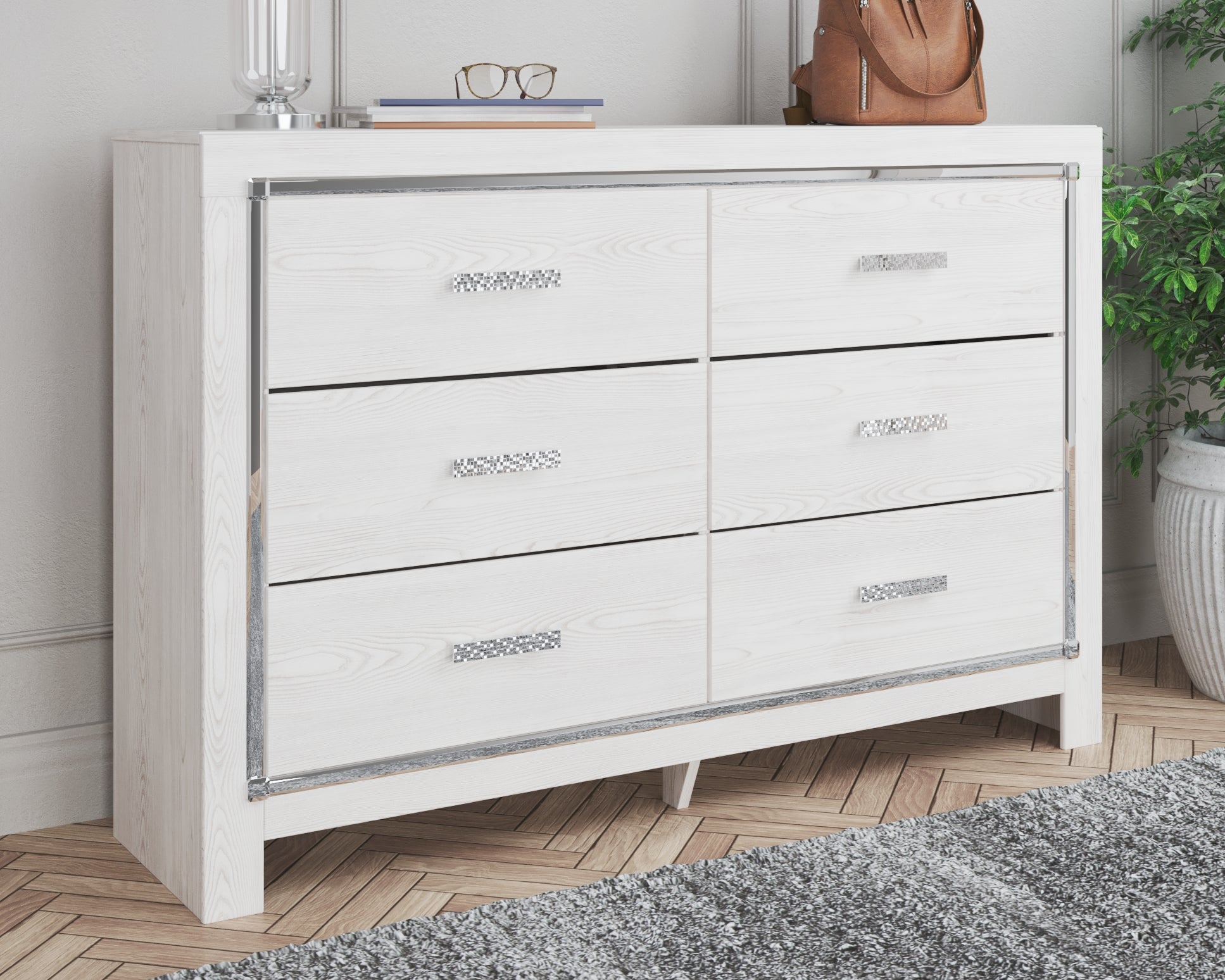 The Furniture Outlets - Ashley Furniture - Altyra Bedroom - King Upholstered Bookcase Bed with Storage / White - B2640B30