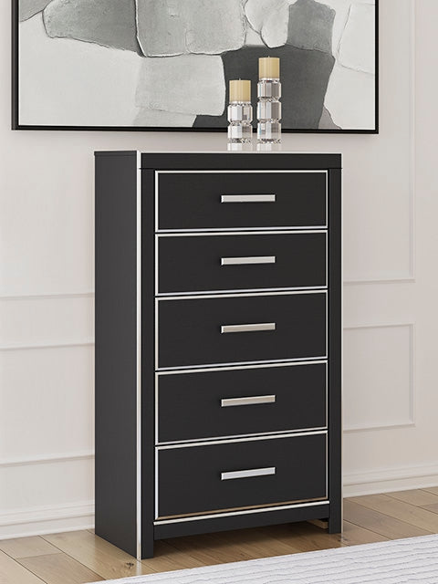 The Furniture Outlets - Ashley Furniture - Zuraleus Bedroom - Five Drawer Chest / Black - PCB3380-46