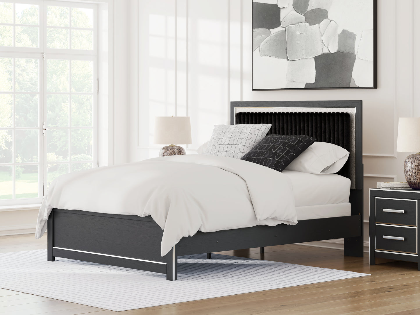 The Furniture Outlets - Ashley Furniture - Zuraleus Bedroom - Queen Upholstered Panel Bed / Black - PCB3380B6