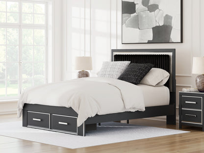 The Furniture Outlets - Ashley Furniture - Zuraleus Bedroom - Queen Upholstered Panel Storage Bed / Black - PCB3380B4