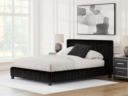 The Furniture Outlets - Ashley Furniture - Zuraleus Bedroom - Queen Upholstered Bed / Black - PCB3380B8
