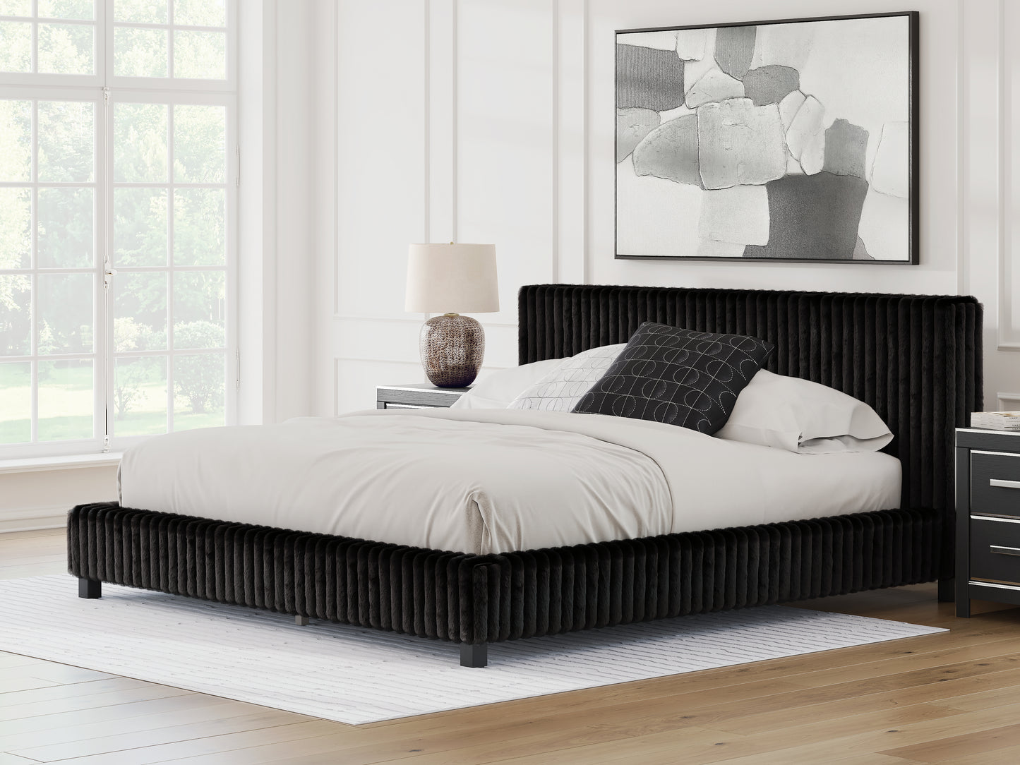 The Furniture Outlets - Ashley Furniture - Zuraleus Bedroom - King Upholstered Bed / Black - PCB3380B13