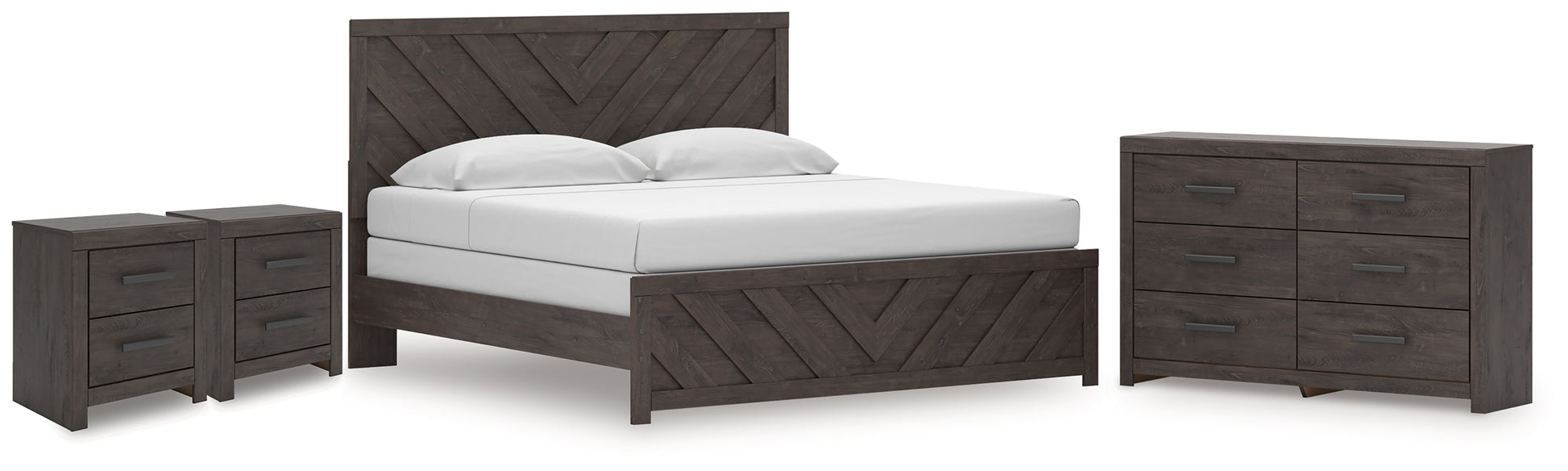 The Furniture Outlets - Ashley Furniture - Prendonea King Panel Bed, Dresser and 2 Nightstands - King Panel Bed, Dresser and 2 Nightstands - B3789B13