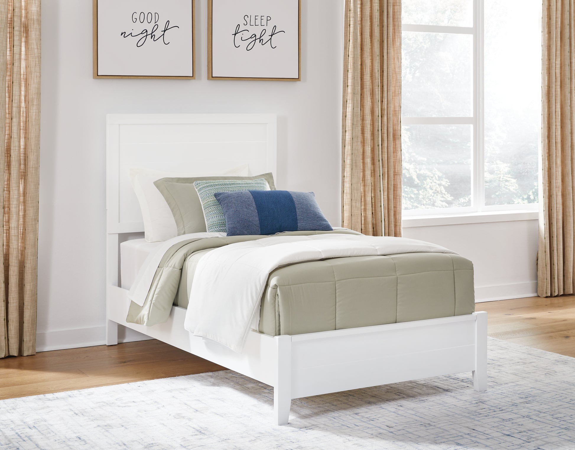 The Furniture Outlets - Ashley Furniture - Binterglen Bedroom - Twin Panel Bed / White - B427B2