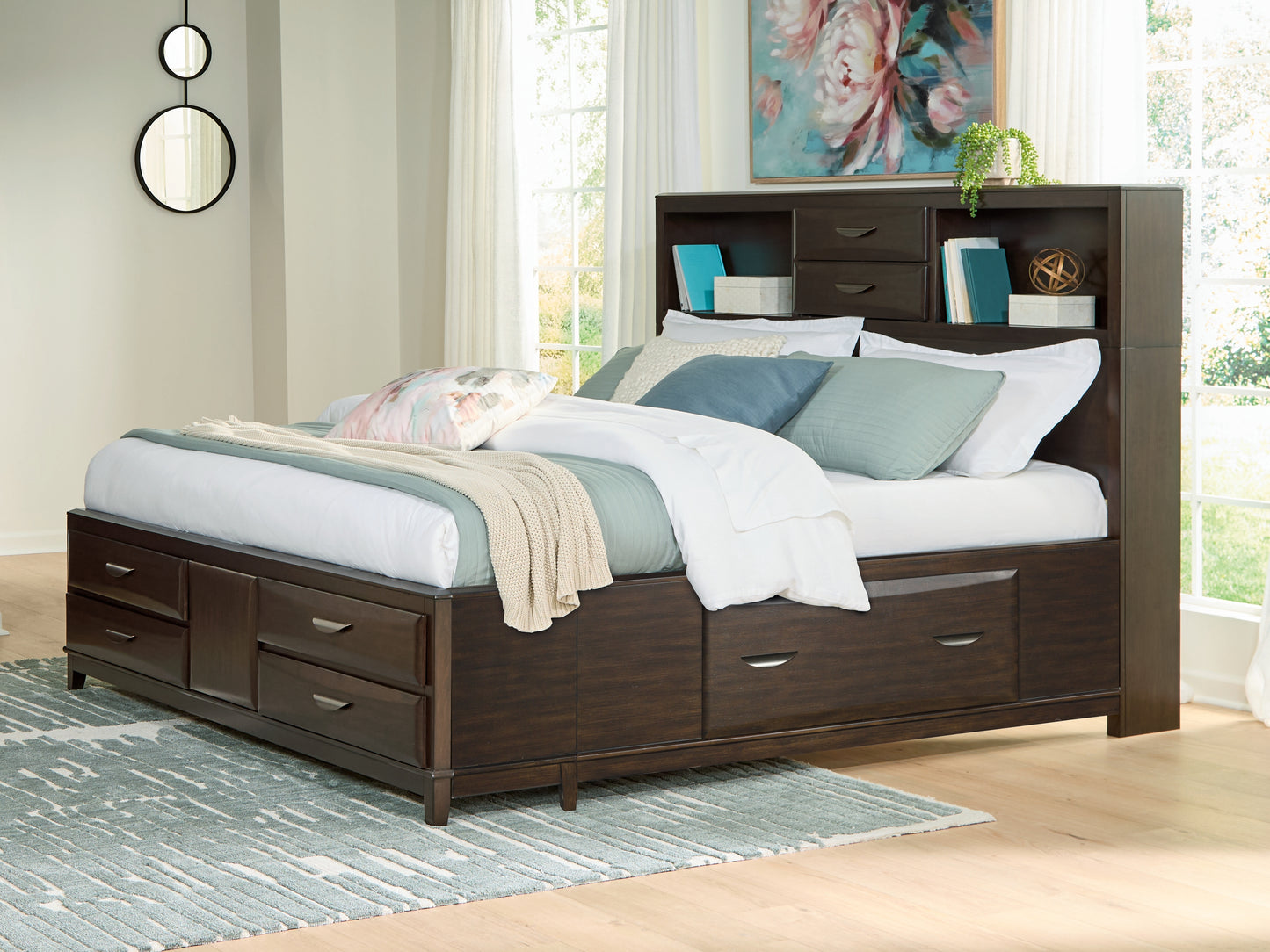 The Furniture Outlets - Ashley Furniture - Vanmore Bedroom - California King Storage Bed / Dark Brown - B479B7