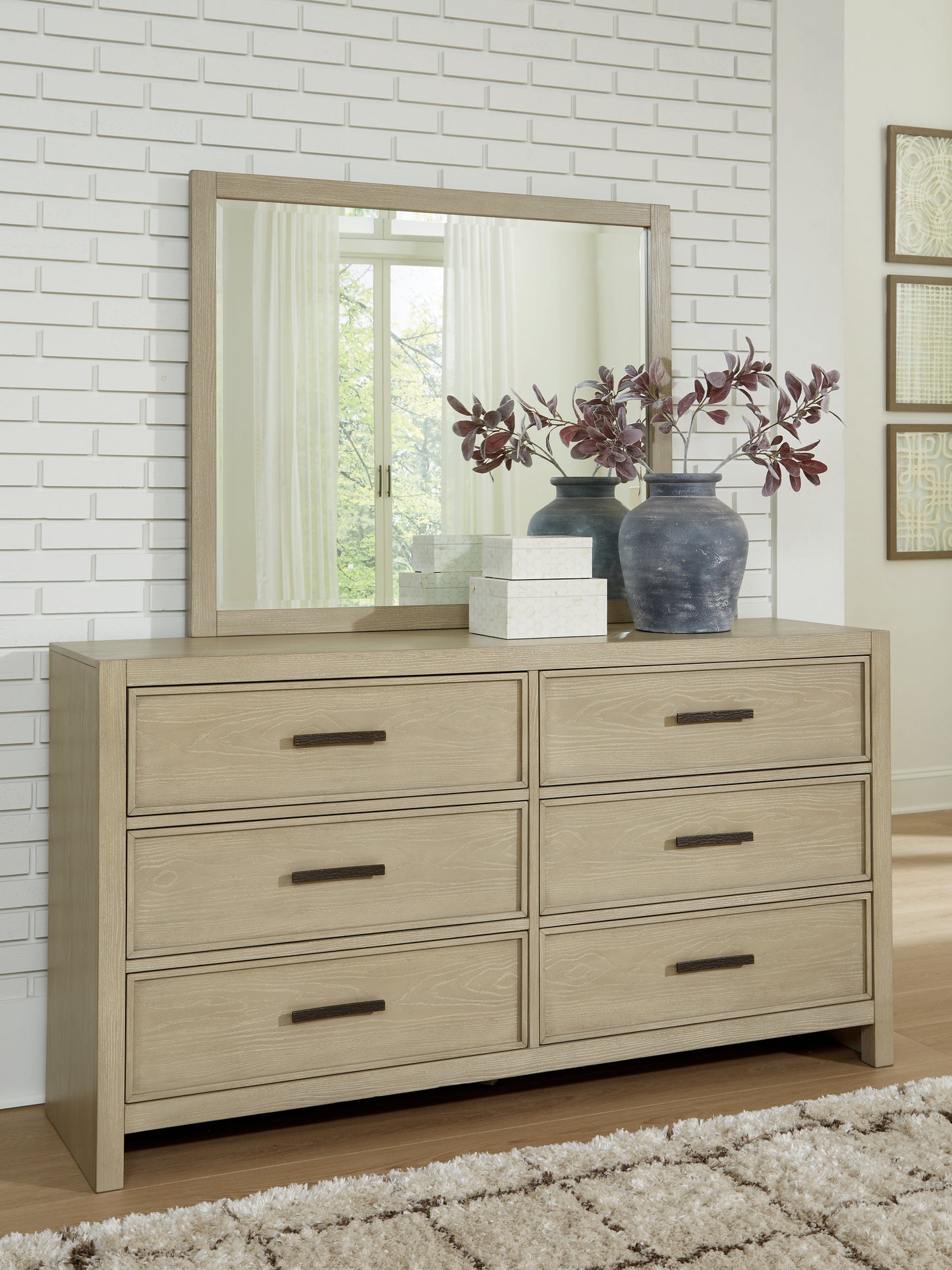 The Furniture Outlets - Ashley Furniture - Calmoro Bedroom - Dresser and Mirror / Gray - B602B1