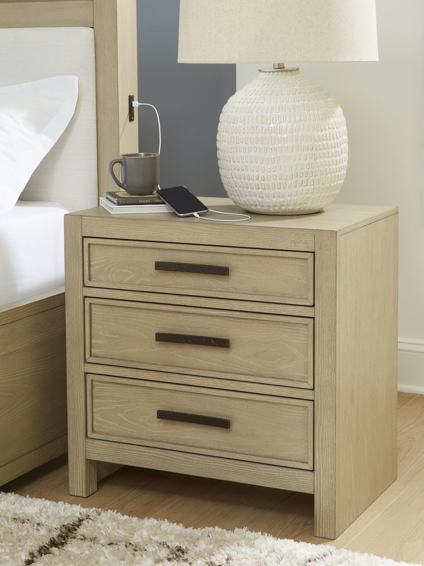 The Furniture Outlets - Ashley Furniture - Calmoro Bedroom - Three Drawer Night Stand - B602-93