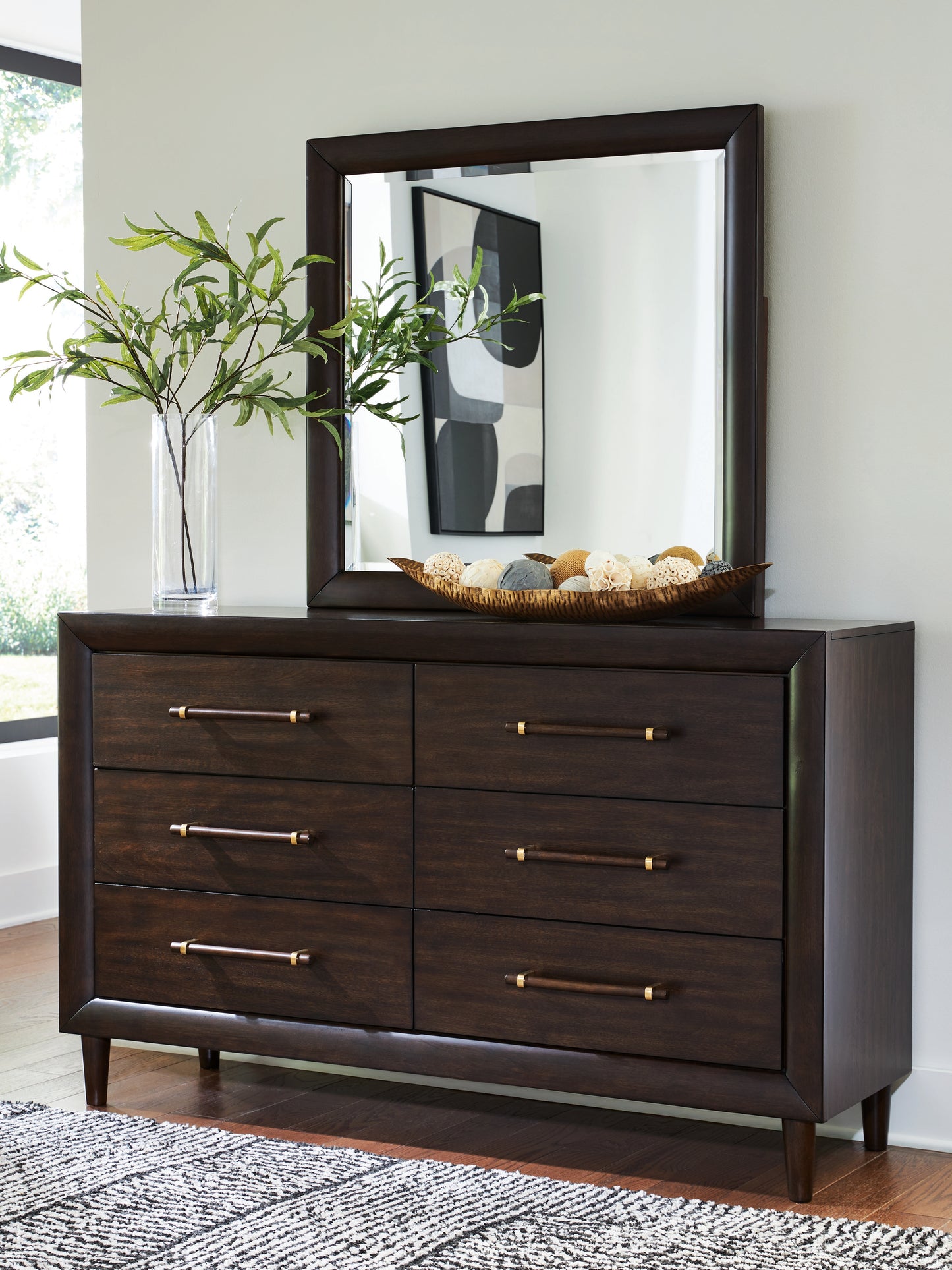 The Furniture Outlets - Ashley Furniture - Dantenton Bedroom - Dresser and Mirror / Merlot - B611B1