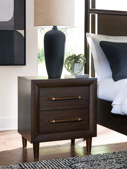 The Furniture Outlets - Ashley Furniture - Dantenton Bedroom - Two Drawer Night Stand / Merlot - B611-92