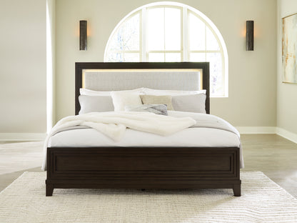 The Furniture Outlets - Ashley Furniture - Neymorton Bedroom - King Upholstered Panel Bed / Dark Grayish Brown - B618B4