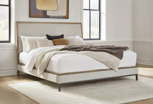 The Furniture Outlets - Ashley Furniture - Tomtyn Bedroom - California King Upholstered Bed / Light Brown - B622B5