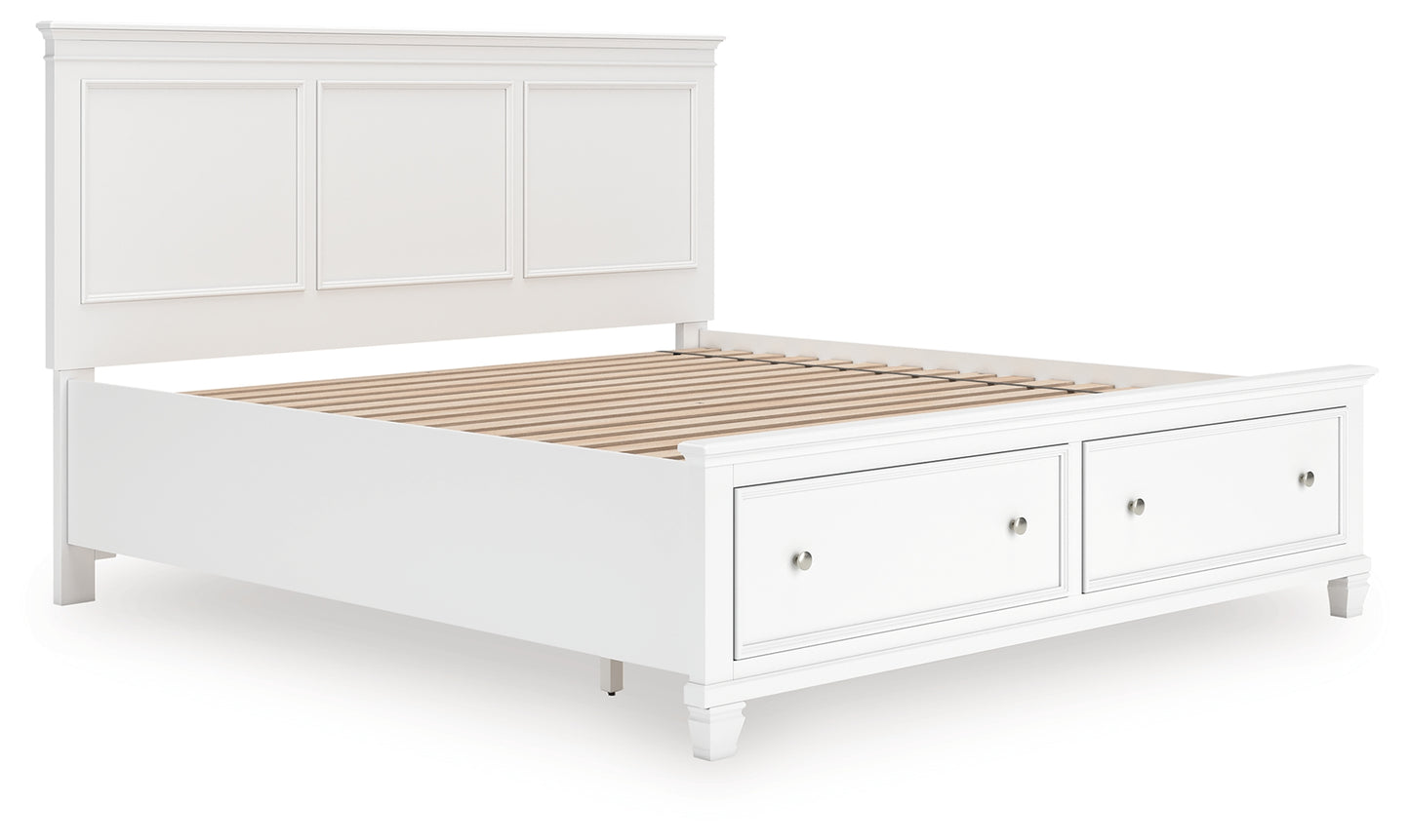 The Furniture Outlets - Ashley Furniture - Fortman Bedroom - King Panel Storage Bed / White - B680B22