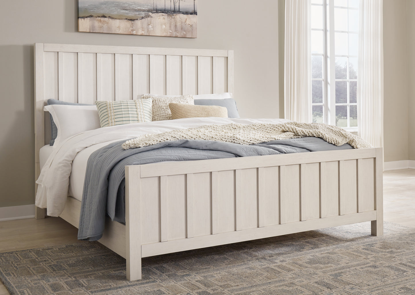 The Furniture Outlets - Ashley Furniture - Shaybrock Bedroom - King Panel Bed / Antique White - B683B6