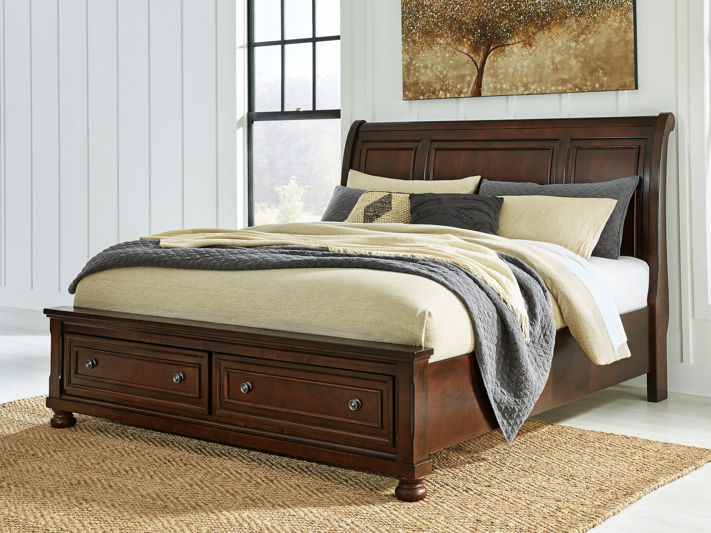 The Furniture Outlets - Ashley Furniture - Porter Bedroom - California King Sleigh Storage Bed / Rustic Brown - B697B47