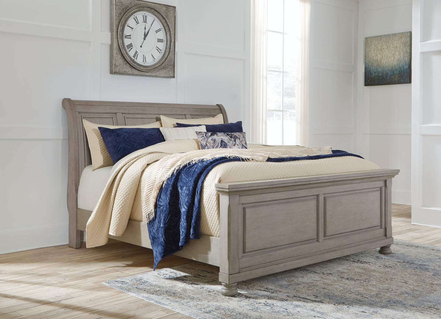 The Furniture Outlets - Ashley Furniture - Lettner Bedroom - California King Sleigh Bed / Light Gray - B733B36