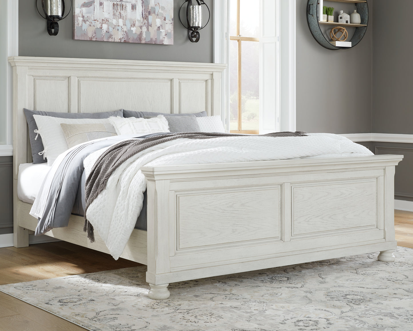 The Furniture Outlets - Ashley Furniture - Robbinsdale Bedroom - King Panel Bed / Antique White - B742B6