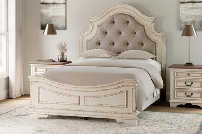 The Furniture Outlets - Ashley Furniture - Realyn Bedroom - Queen Upholstered Panel Bed / Chipped White - B743B2