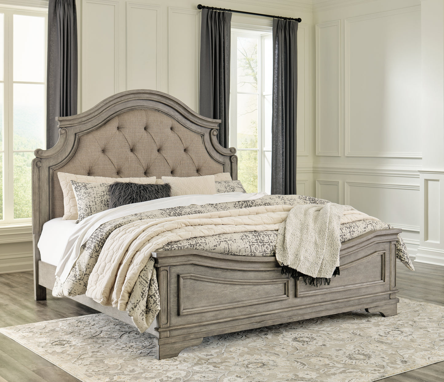 The Furniture Outlets - Ashley Furniture - Lodenbay Bedroom - King Panel Bed / Antique Gray - B751B4
