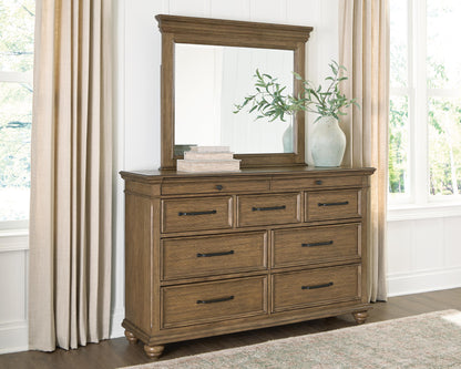 The Furniture Outlets - Ashley Furniture - Karallin Bedroom - Dresser and Mirror / Medium Brown - PCB782B1