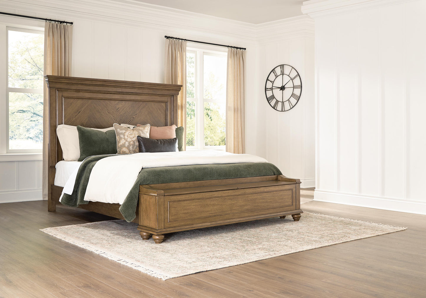 The Furniture Outlets - Ashley Furniture - Karallin Bedroom - California King Panel Storage Bed / Medium Brown - PCB782B9