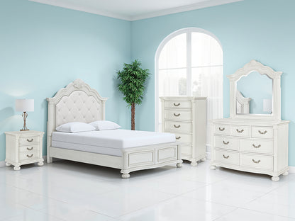 The Furniture Outlets - Ashley Furniture - Montelaine Bedroom - Queen Upholstered Panel Bed / Antique White - B795B2