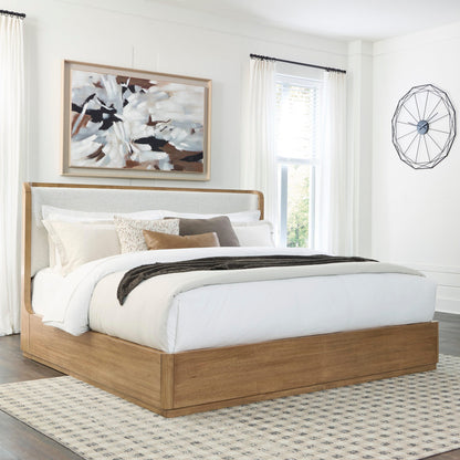 The Furniture Outlets - Ashley Furniture - Pamaria Bedroom - California King Upholstered Panel Bed / Light Brown - PCB802B8