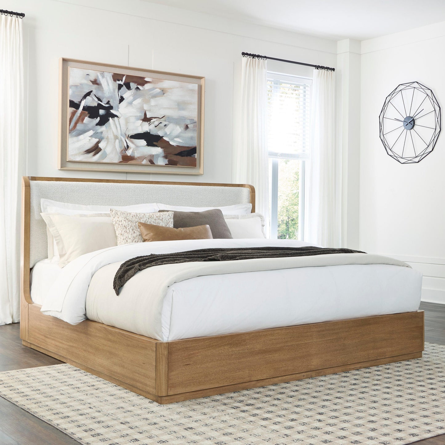 The Furniture Outlets - Ashley Furniture - Pamaria Bedroom - King Upholstered Bed / Light Brown - PCB802B7