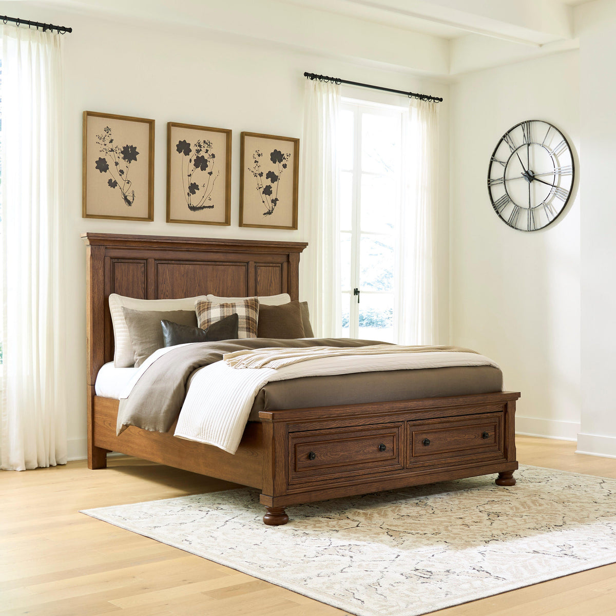 The Furniture Outlets - Ashley Furniture - Zackaryn Bedroom - Queen Panel Storage Bed / Warm Brown - PCB807B13