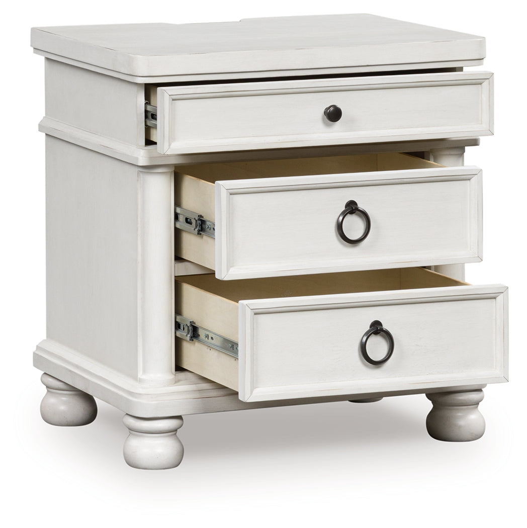The Furniture Outlets - Ashley Furniture - Rowlenstown Bedroom - Three Drawer Night Stand / Antique White - PCB823-93