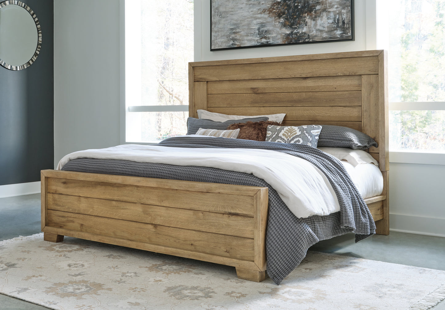 The Furniture Outlets - Ashley Furniture - Galliden Bedroom - California King Panel Bed / Light Brown - B841B5