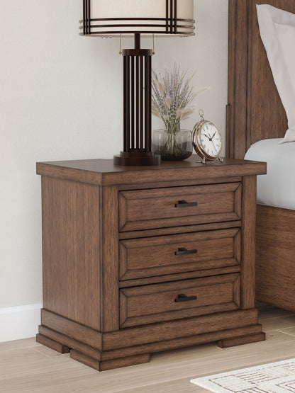 The Furniture Outlets - Ashley Furniture - Taffenbrook Bedroom - Three Drawer Night Stand / Medium Brown - B849-93