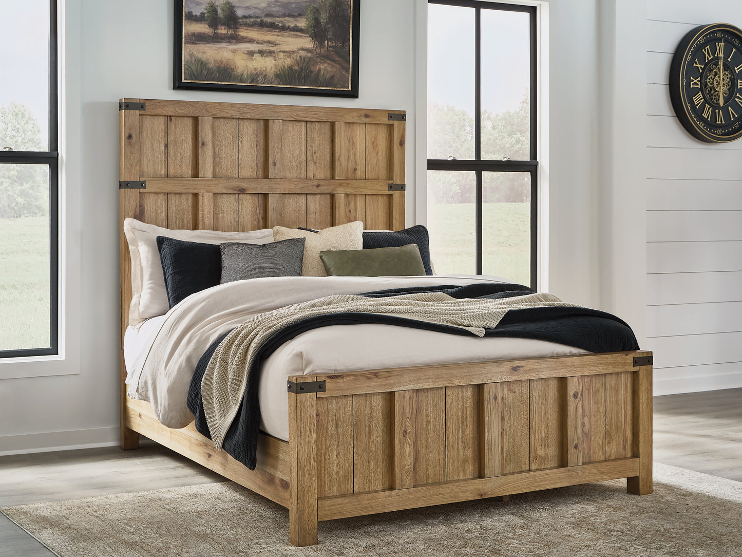 The Furniture Outlets - Ashley Furniture - Ridgester Bedroom - Queen Panel Bed / Light Brown - B858B2
